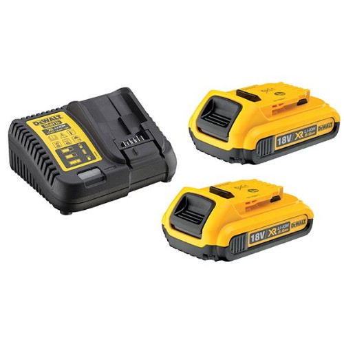 Laddare- och batteripaket DEWALT 2x18 V 2,0 Ah Li-Ion