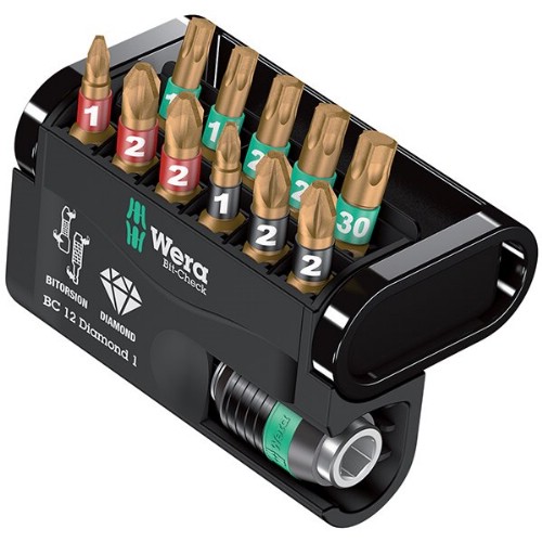 Bitssats 1/4" WERA Bit-Check 12 Diamond 1