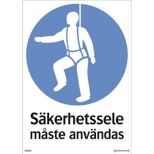 Skylt påbud säkerhetssele måste användas