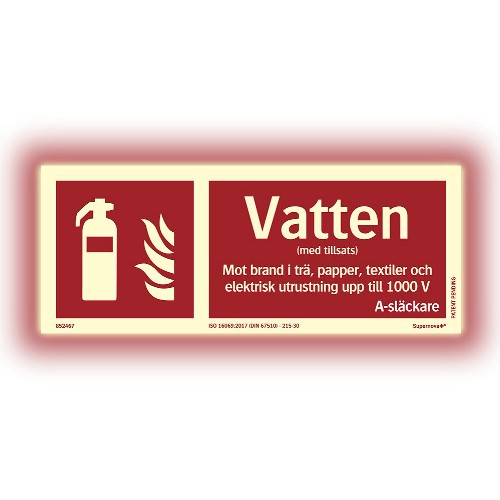 Skylt vattensläckare Supernova+ färgefterlysande