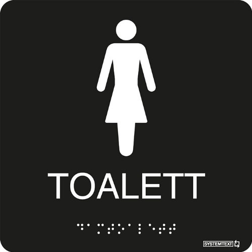 Skylt taktil toalett dam