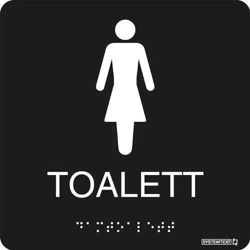 Skylt taktil toalett dam