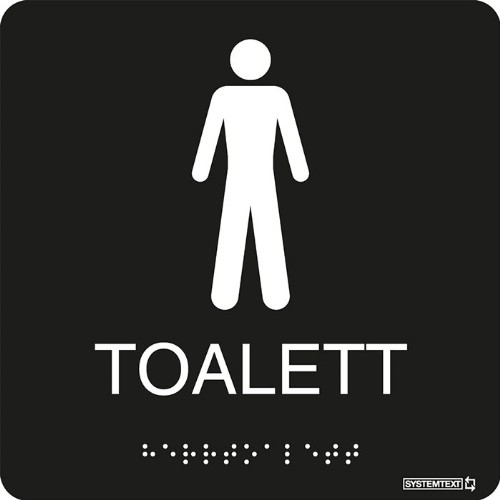 Skylt taktil toalett herr