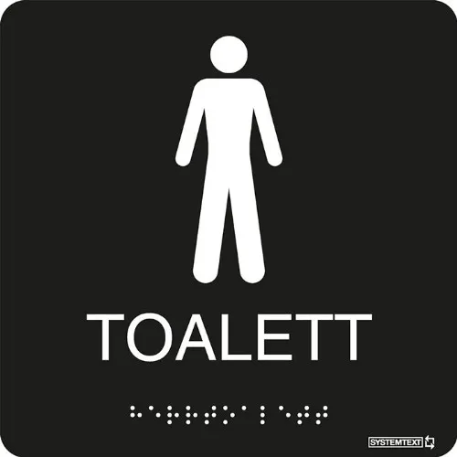 Skylt taktil toalett herr