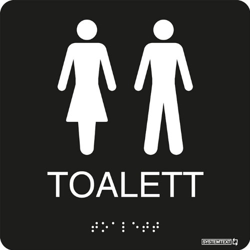 Skylt taktil toalett dam/herr
