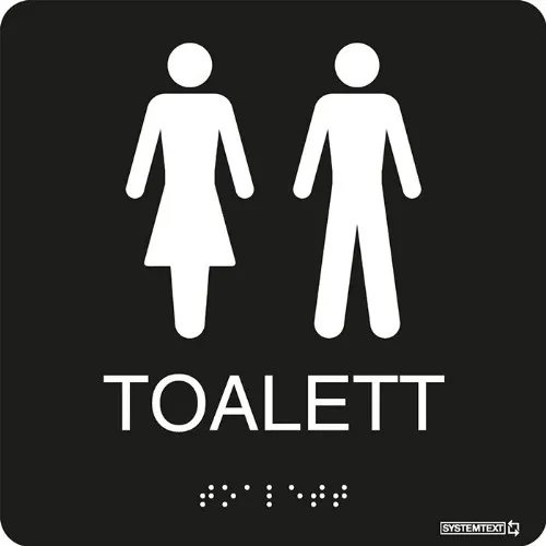 Skylt taktil toalett dam/herr