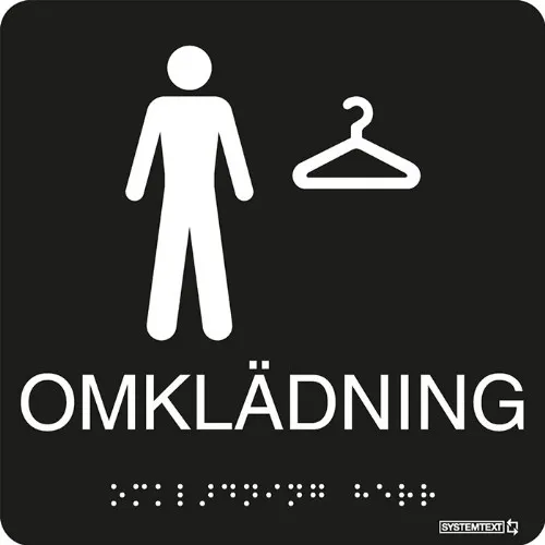 Skylt taktil omklädning herr