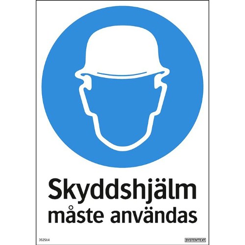 Skylt påbud skyddshjälm måste användas